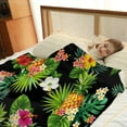 thumbnail image 4 of Pineapple Floral Blanket Gifts for Women Kids Girls Tropical Colorful Flowers Leaves Foliage Throw Bedroom Summer Decor Soft Plush Throw 50"x60", 4 of 6