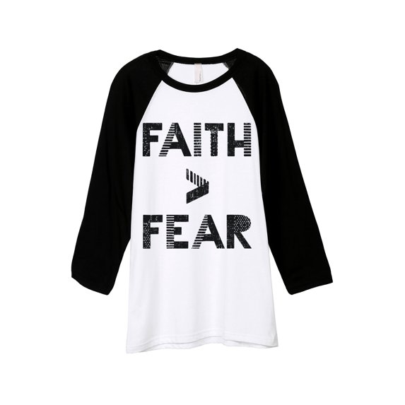 Faith Greater Than Fear Unisex 3/4 Sleeves Baseball Raglan T-Shirt Tee White Black X-Small