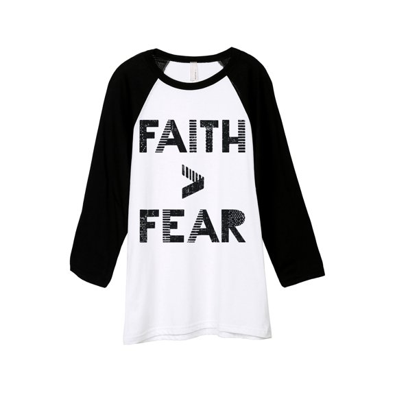 Faith Greater Than Fear Unisex 3/4 Sleeves Baseball Raglan T-Shirt Tee White Black X-Small