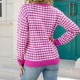 thumbnail image 4 of IROINNID Womens Sweater Round Neckline Pullover Sweater Plaid Comfy Mid-Length Long Sleeve Top Knitting Sweater, 4 of 6