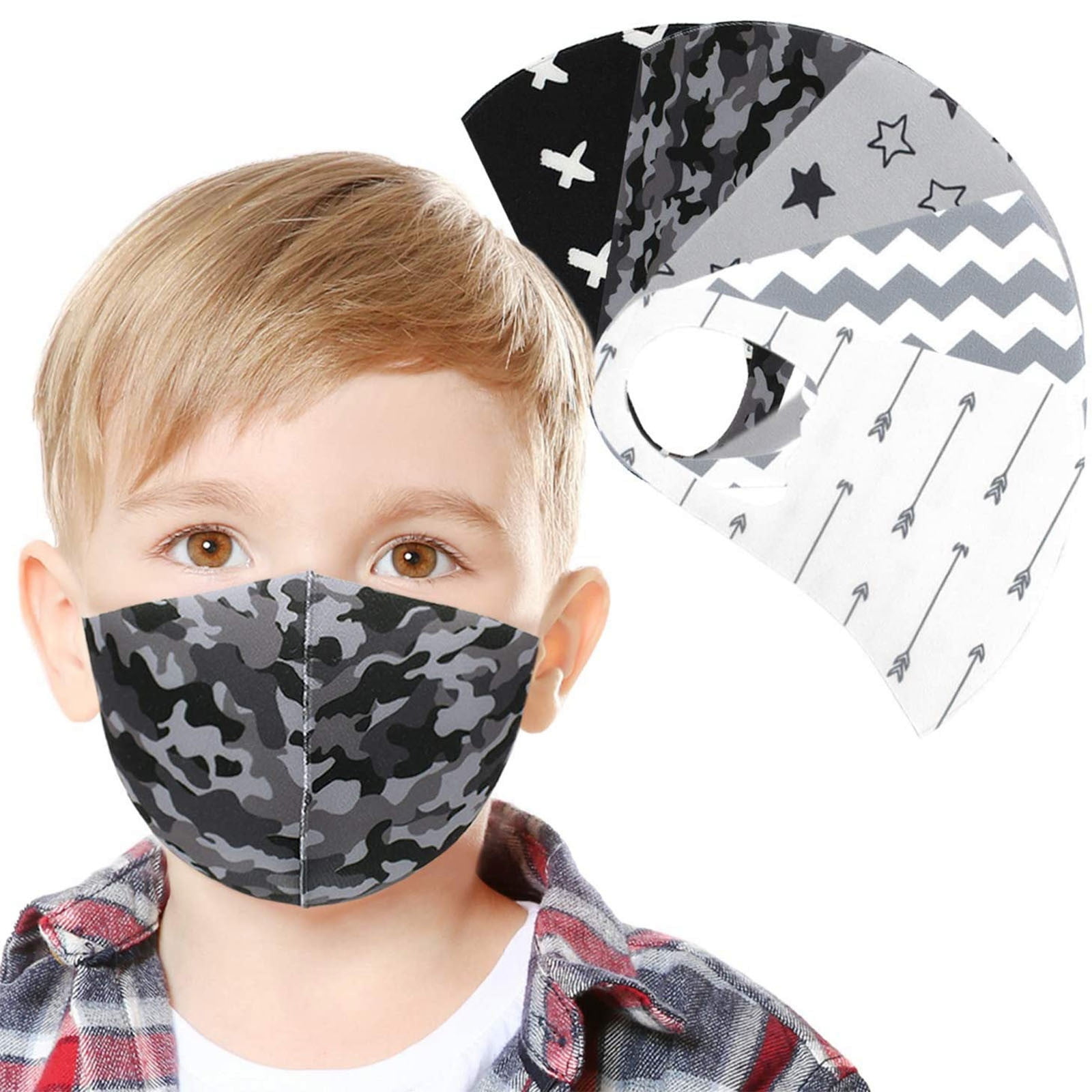 5Pcs Children Kids Face Coverings Washable Adjustable Reuseable Cartoon Lovely Face Protection