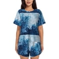 thumbnail image 1 of Fotbe Abstract Ocean Waves Conjunto de Pijama Estampado para Mujer, 2 Piezas, Ropa de Dormir con Camiseta de Manga Corta y Shorts Suaves-4X-Large, 1 of 6
