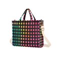 thumbnail image 7 of FORMRS Womens Corduroy Tote Bag Crossbody Shoulder Handbag with Pocket, Pink Block Pattern, 7 of 7