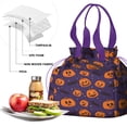 thumbnail image 4 of Halloween Pumpkin Bat Pattern Drawstring Lunch Bag Women - Drawstring Lunch Bag Insulated for Work Office - Stain-Resistant Large Lunchbags for Women with Multi-Pockets, 4 of 6