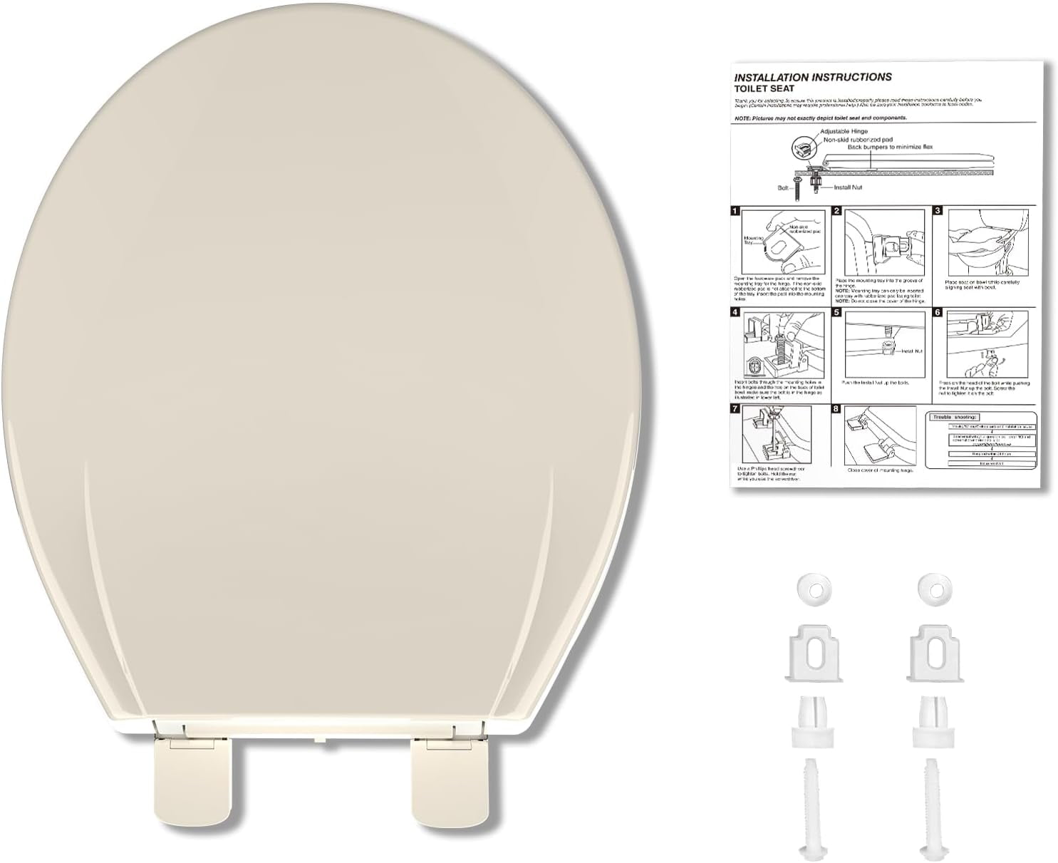 Toilet Seat, Soft Close Toilet Seat Quiet Lid, Quick-Release Hinges and Quick-Attach Hardware, Apartment Essentials, for Easy Clean and Stain-Resistant