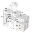 thumbnail image 2 of AENKYO Makeup Vanity Desk with LED Lights, Flip Mirror & Stool, 3-in-1 Dressing Table with Adjustable Cabinet, White, 2 of 11