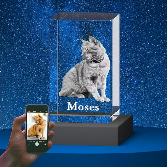 AISENIN 3D Crystal Photo Gift For Dad Father's Day Gift Personalized Gifts with Picture 3D Laser Engraved Crystal 3D Picture in Crystal Love Gifts Customized Gifts for Mom Dad Couples