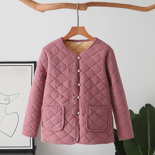 Wzzjkit Manteaux d'Hiver pour Femmes Vestes Matelassées Chaudes pour Femmes Vestes Matelassées à Manches Longues Florales avec Poches Manteaux pour Femmes