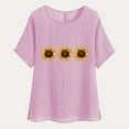 thumbnail image 4 of Summer Savings QATAINLAV Womens Summer Cotton Linen Beach Tops Fashion Sunflower Print Tunic Tees Loose Casual Crewneck Short Sleeve Flowy Blouses Pink S, 4 of 8