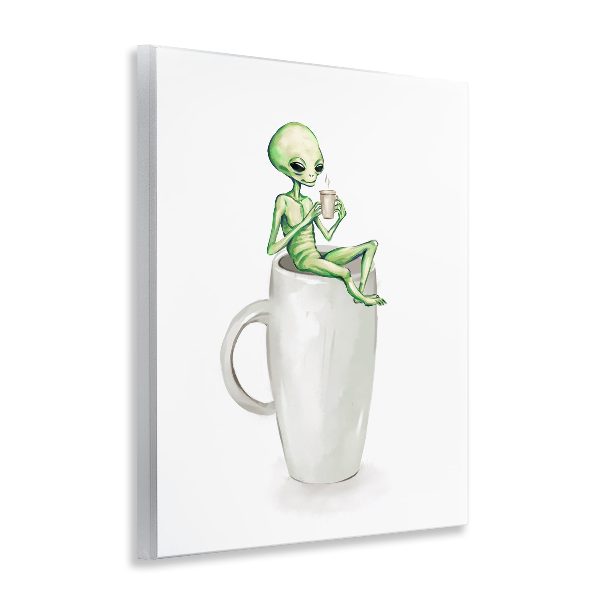 Stupell Industries Alien & Coffee Mug Food & Beverage Painting Unframed Art Print Wall Art, 11 x 14