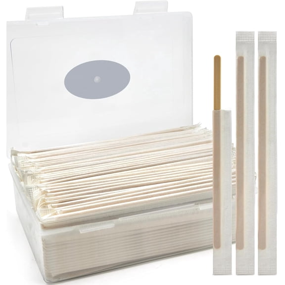 BABONIE Bamboo Coffee Stirrers 5.5 inch, 200PCS Individually Wrapped Coffee Stir Sticks
