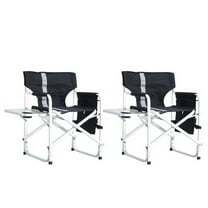 2-piece Padded Folding Outdoor Chair with Side Table and Storage Pockets,Lightweight Oversized Directors Chair for indoor, Outdoor Camping
