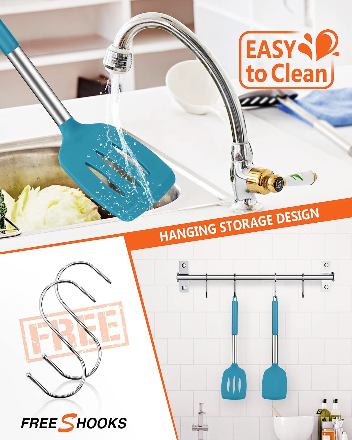Badiano 2-Piece Silicone Spatula Set, Blue photo 3