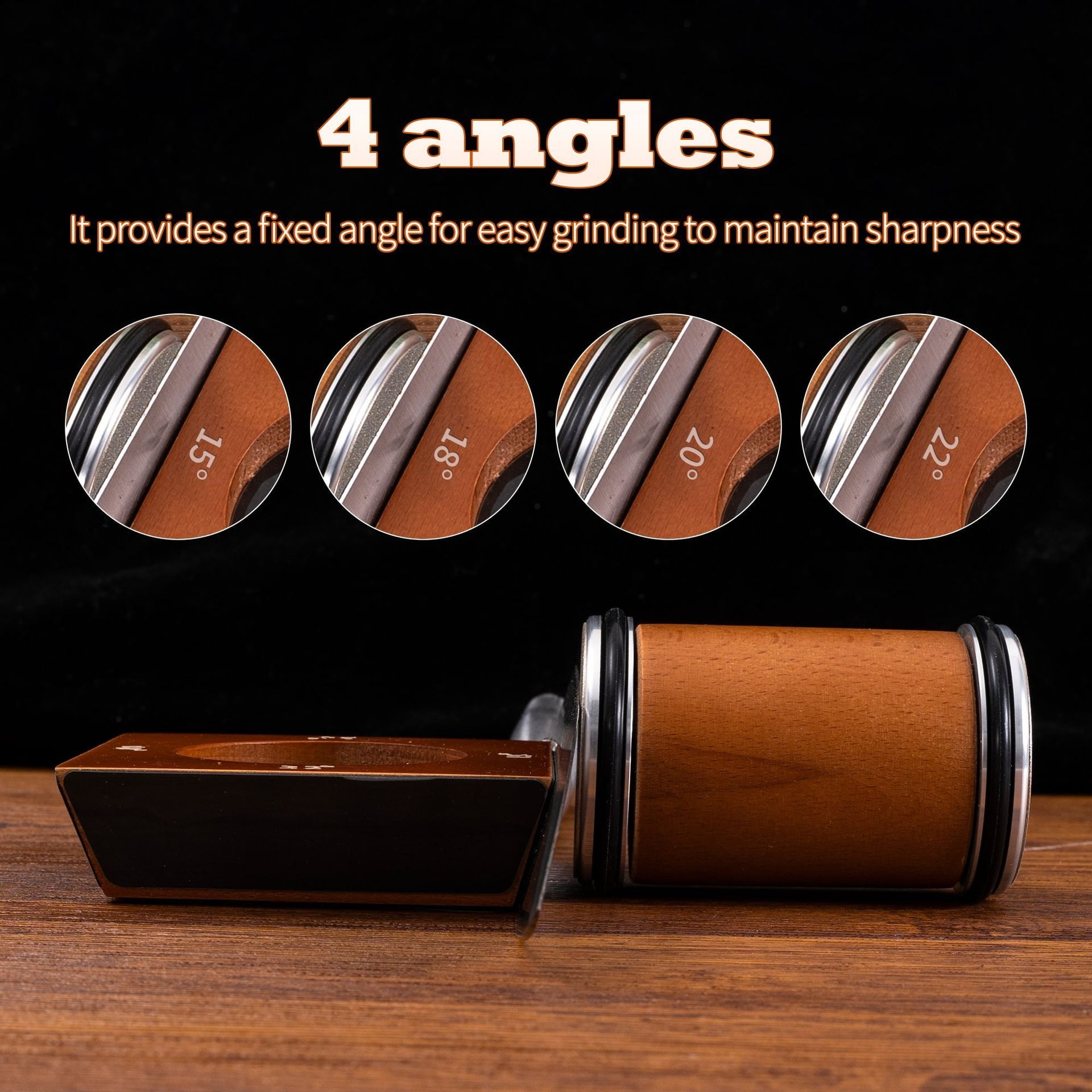 Rolling Knife Sharpener System Kit,4-Angle Tumbler Double Diamond 400 1000 Discs Sharpening Stone for Kitchen Knives