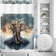 thumbnail image 4 of No Hook Shower Curtain with Built-in Rings - Vintage Boho Elephants Trees Washable Waterproof Fabric Bathroom Curtains for Hotel,Rentals, 60 X 72 Inch Long , Chocolate Brown Blue, 4 of 9