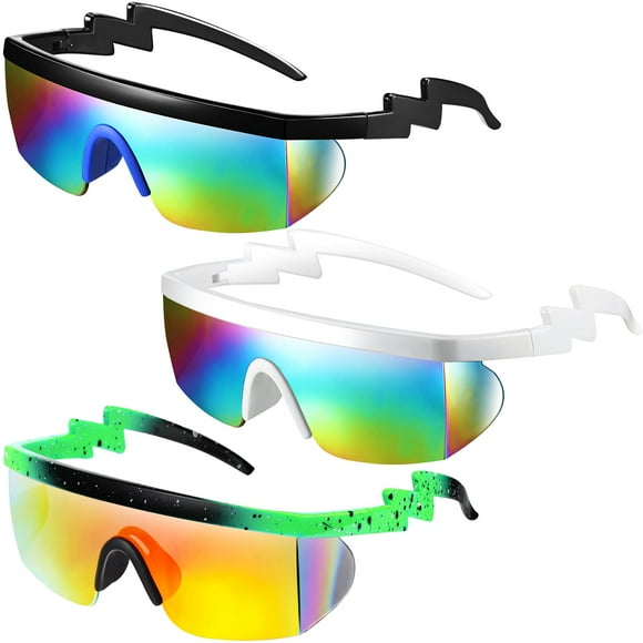 Lentes de sol semi-almohadillados neón estilo retro de los 80s y 90s para hombre y mujer