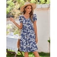 thumbnail image 4 of Zeagoo Women Dress Casual T Shirt A Line Mini Simple Solid Sundresses with Sleeve, 4 of 6