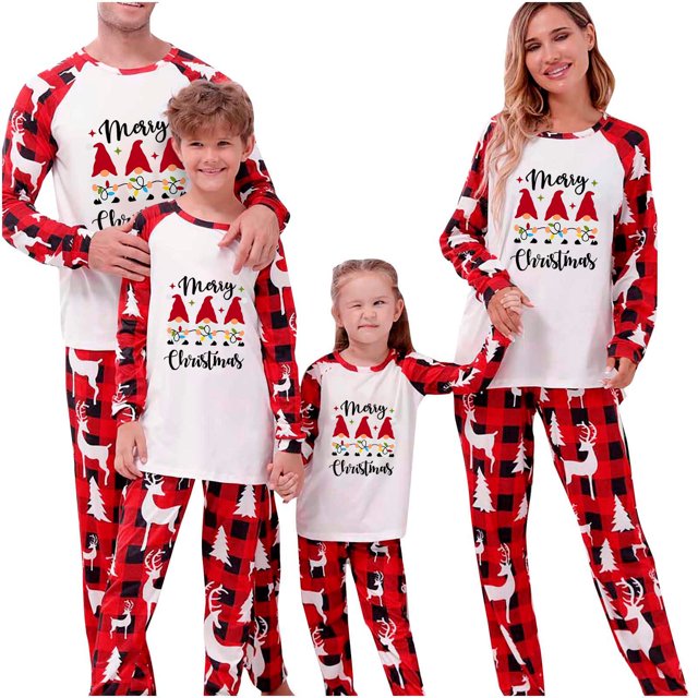 Pijamas de Navidad Para Hombres de La Familia, Traje Cálido Para Padres E Hijos, Ropa de Hogar Con Costuras A Cuadros Estampadas, Pantalones de Manga Larga, Conjunto de Dos Piezas Para Papá Odeerbi ODB188527