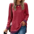thumbnail image 2 of Timegard Womens Tops Crewneck Long Sleeve Color Block Comfy Tee Fall Casual Loose Tops with Pockets, 2 of 4