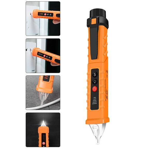 EXHUMKY 1Pc Compact Orange Electricity Tester Pen with Auto Off Feature and Pen Clip Design