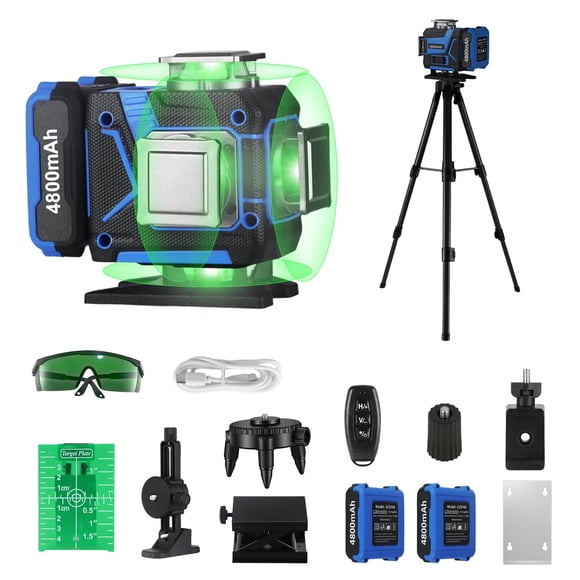 Nivel láser AZZUNO 4x360 con líneas verdes autonivelantes 2x4800 mAh