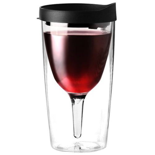 2 Pack Vino2Go Double Wall Insulated Acrylic Wine Tumbler with Merlot Slide Lid 