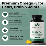 Luma Nutrition Omega 3 Fish Oil Supplement - Extra Strength 2500mg Per Serving - 2000mg EPA & DHA Per Serving - Brain and Heart Health - 60 Softgels, 30 Servings
