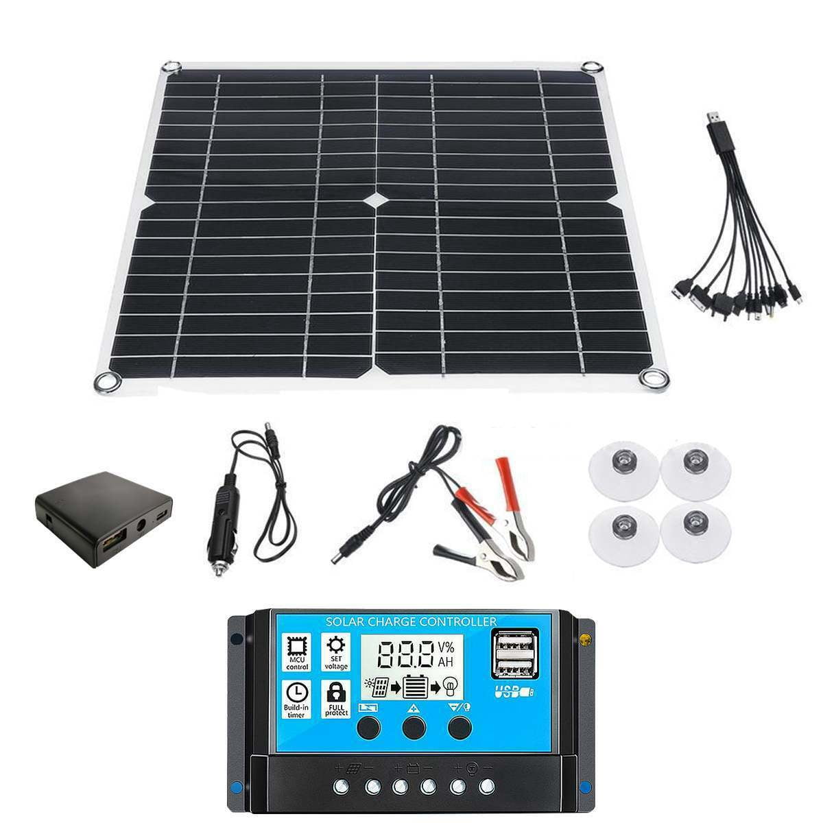 50W Solar Panel Kit 100A 12V Battery Charger Controller Caravan Boat Outdoor