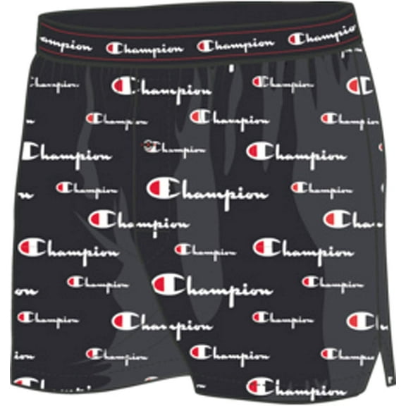 Champion Men's Script Print Stretch Woven Boxer, Black, Medium