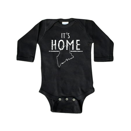 

Inktastic It s Home- Maine State Outline Distressed Text Gift Baby Boy or Baby Girl Long Sleeve Bodysuit