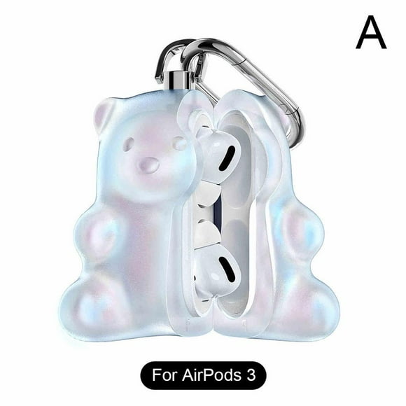 Étui de Recharge Antichoc en PVC Souple au Design d'Ourson Dessin Animé Amusant pour Airpods 3/4/Pro 2, Peau d'Écouteurs Sans Fil Entièrement Protectrice pour Femmes et Filles