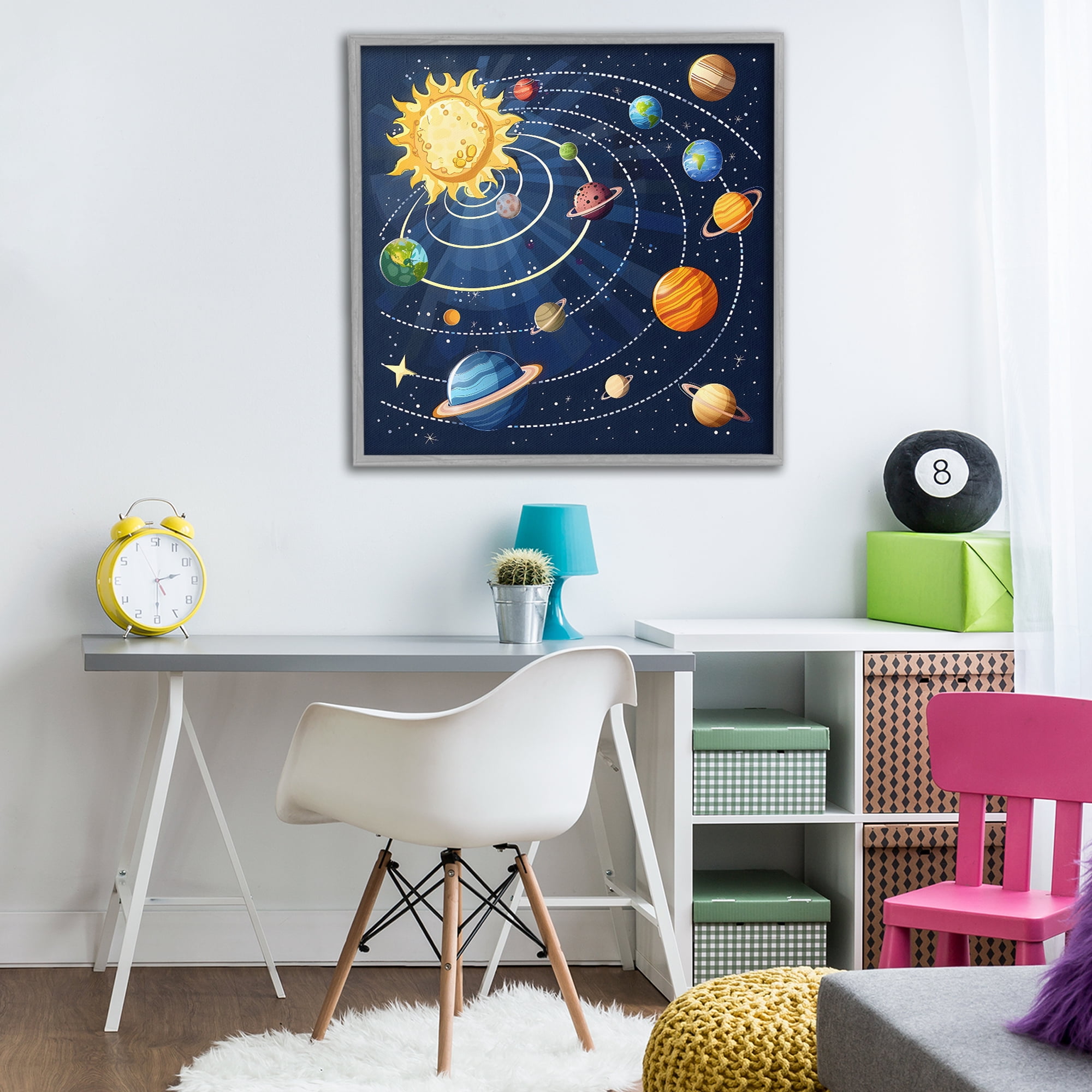 Stupell Industries Planets In Orbit Gray Framed Giclee Art, design by Creative Studio