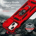 thumbnail image 3 of for iPhone 13 Case,with Camera Lens Cover HD Screen Protector,[Military Grade] Ring Car Mount Kickstand Hybrid Hard PC Soft TPU Shockproof Protective Case for iPhone 13-Red, 3 of 6