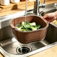 thumbnail image 7 of Double Layer Colander Two Tier Wash Basin, Plastic Kitchen Fruit Vegetable Rinsing Draining Container, Multifunctional Food Washing Basket for Daily Household Meal Prep, Brown, 7 of 7