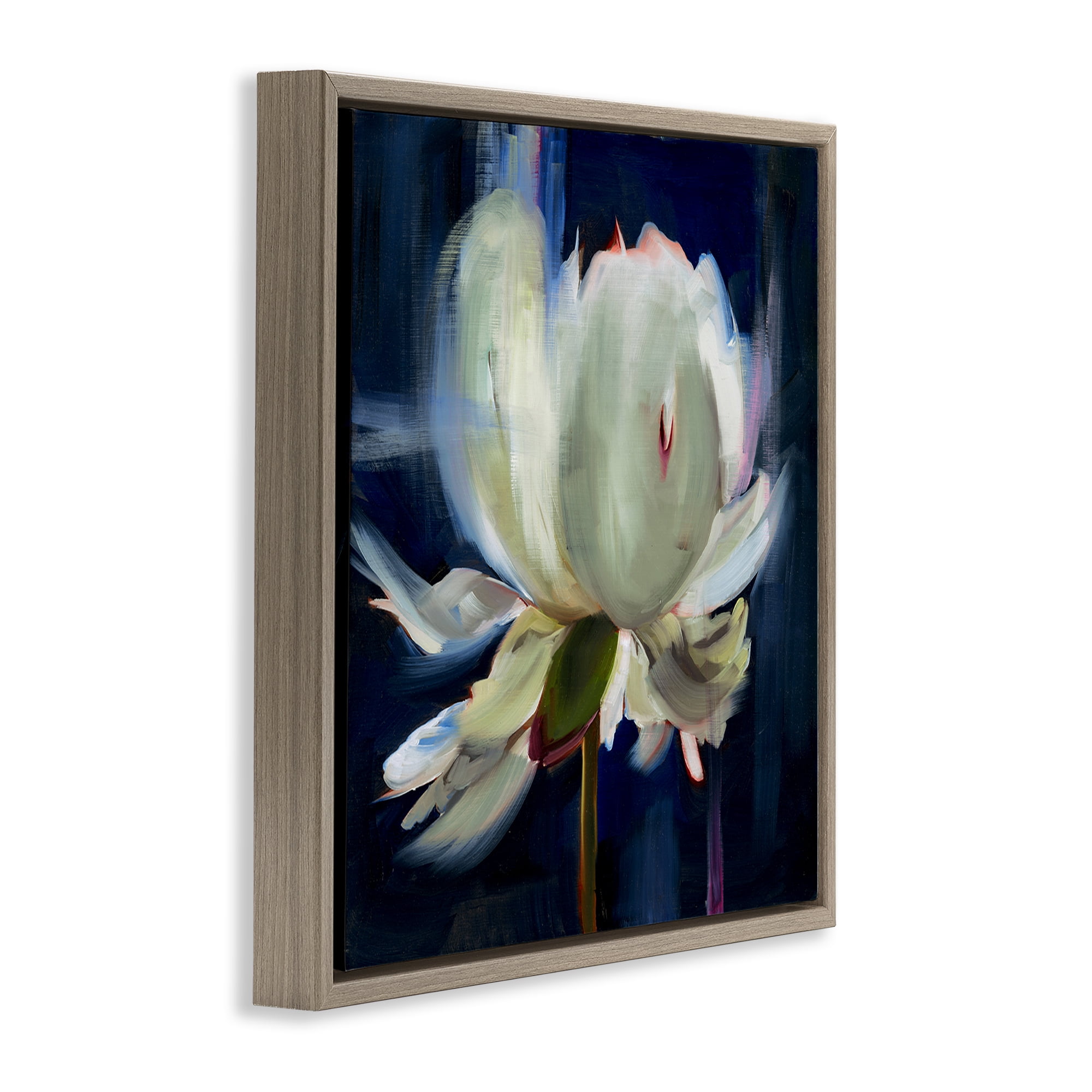 Stupell Industries Abstract Painted Flower Botanical & Floral Painting Brown Floater Framed Art Print Wall Art, 18 x 18
