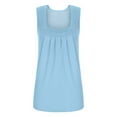 thumbnail image 4 of Tittly Tank Tops Vest for Women Summer Vest Loose Pleated Square Neck Sleeveless Top Curved Hem Loose Large Size Women's Top Womens Tops Vest Tops for Women Sky Blue XL, 4 of 5