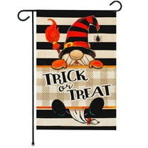 G128 Double-Sided Halloween Trick Treat Gnome Garden Flag 12"x18" Outdoor Yard Lawn Decoration