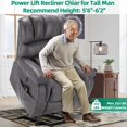 thumbnail image 5 of VIVIJASON Tall Man Large Dual Motor Power Lift Recliner Chair with Extended Footrest, Overstuffed Lay Flat Sleeper Electric Recliner W/Heat & Massage, Lumbar Pillow, USB & Type-C Ports, Gray, 5 of 8