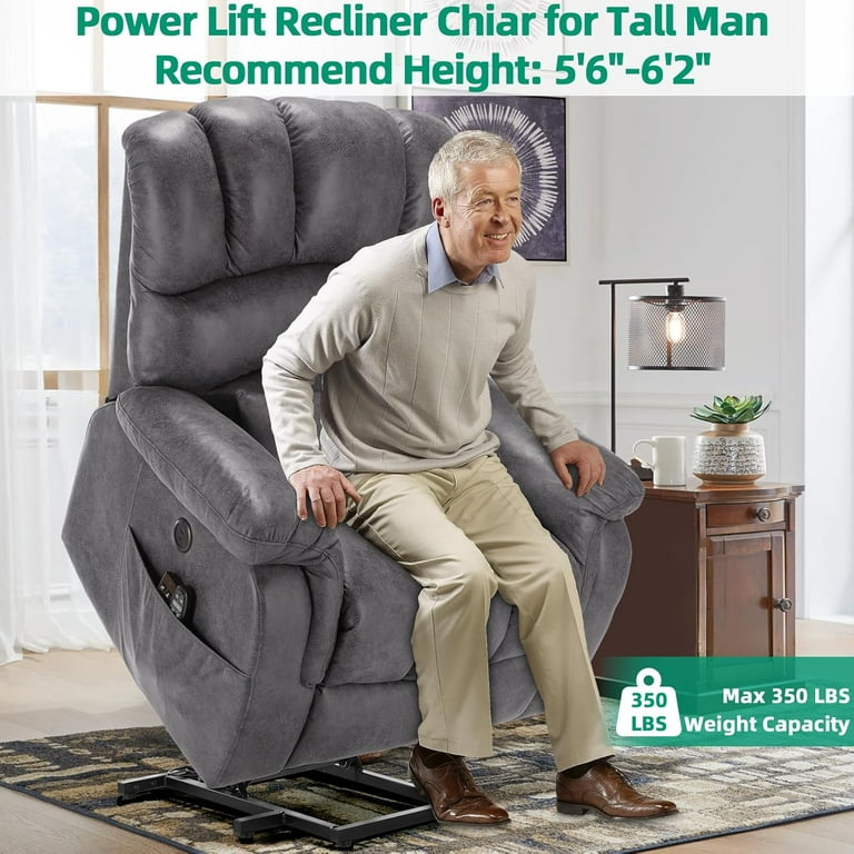 VIVIJASON Tall Man Large Dual Motor Power Lift Recliner Chair with