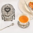 thumbnail image 5 of Haosy Set of 6 Drink Woven Coaster with Holder Heat Resistant Non-Slip Bar Coasters 4 Inches Victorian-style Floral Heart, 5 of 7