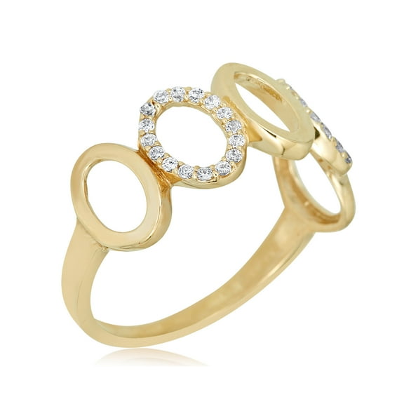 AVORA 10K Yellow Gold Simulated Diamond CZ Alternating Oval Loop Fashion Ring  - Size 6