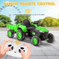 thumbnail image 4 of HOMMOW Kids Ride on Tractor with Remote Control, 12V Battery Powered Electric Tractor with 30W Dual Motors/Cool Lights/Bluetooth Music for Kids, Green, 4 of 7