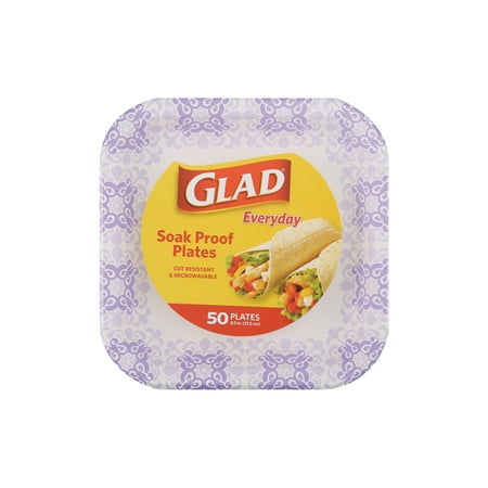 Brand Buzz Glad Everyday Paper Disposable Plates - Pack of 50