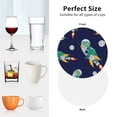thumbnail image 6 of Lsque Astronaut Dinosaur and Space Pattern 4" Drink Coasters Set of 4, PVC Leather Absorbent Coasters, Table Coaster Set Decorative Coffee Cup Coasters Housewarming Gift -Round Shape, 6 of 6
