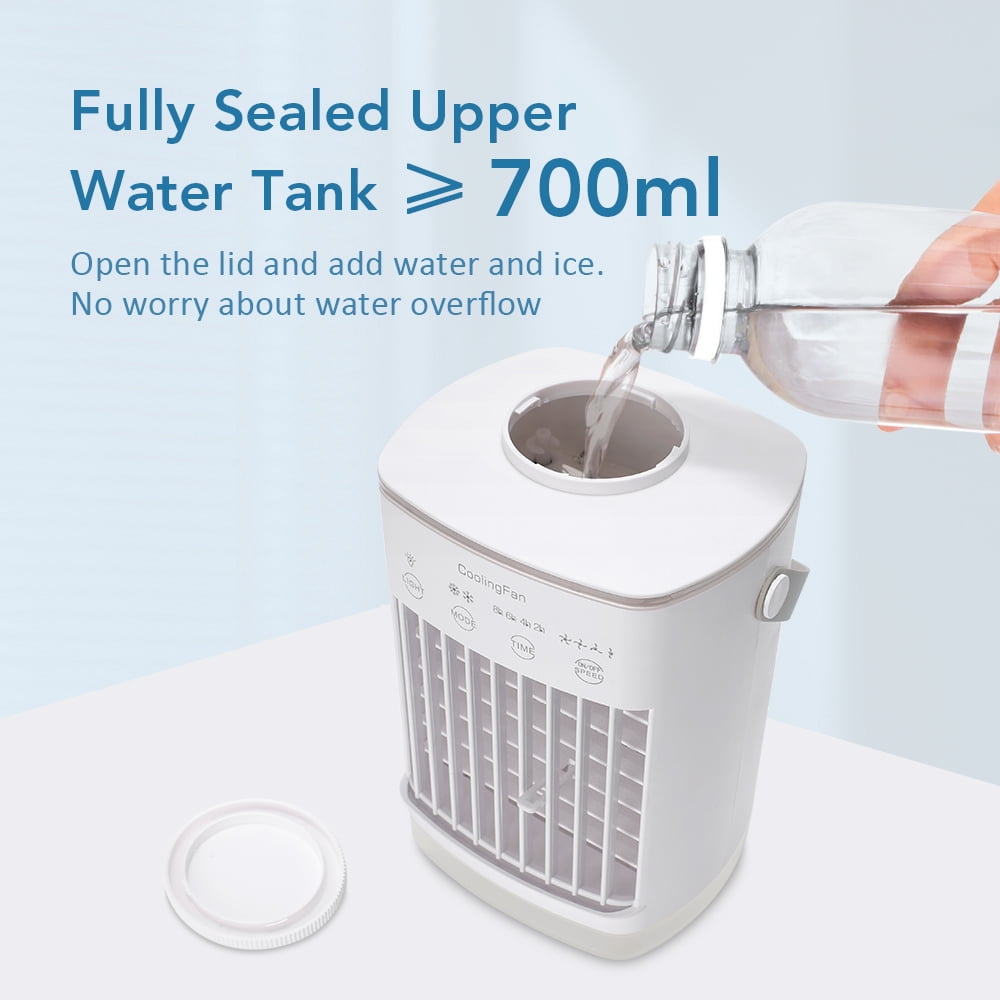 Air Cooler 2-in-1 Cooling & Ambiance, Aesthetic Home Decor Cooling Fan 4 Customizable Speeds Air Circulator, Low Noise and Large Water Tank Air Conditioner Fan for Hot Summer