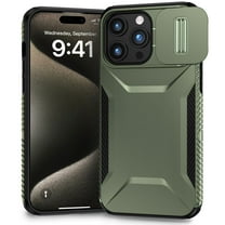 for iPhone 14 Pro Rugged Case with Camera Lens Sliding Cover, Heavy Duty PC Protective Shockproof Cover with Slide Camera Cover Upgraded Drop Resistant Case for iPhone 14 Pro, Darkgreen