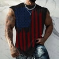 thumbnail image 2 of kpoplk Mens American Flag Tank Tops Patriotic 4th of July Short Sleeved Shirt USA Flag Workout Tee(Black,L), 2 of 4