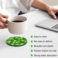 thumbnail image 3 of St. Patrick's Day Coasters Set of 4, Absorbent Coasters for Drinks, Spring Shamrock Leaves Polka Dots Dark Green Coaster for Desk Coffee Table Protection, Home Decor House Warming Gifts 4", 3 of 8