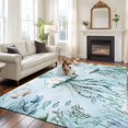 thumbnail image 3 of Teal Jellyfish Washable Living Room Rugs 6'x9', Summer Shell Coral Low Pile Throw Large Area Rug Non-Slip Sturdy Edge Binding Carpet for Dining Room Kitchen Office, 3 of 9