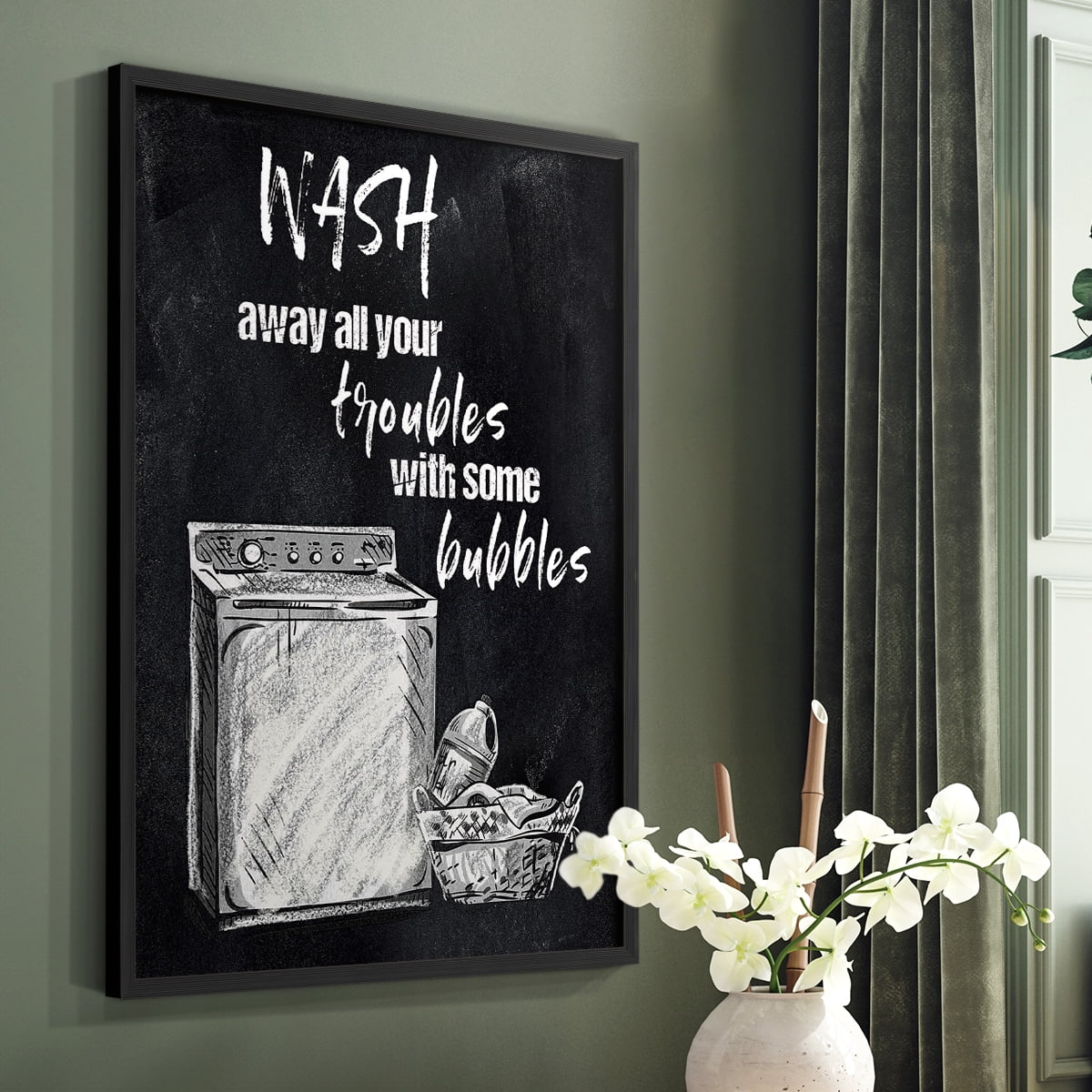 Wash Away Your Troubles Framed Print in Black Solid Wood 16 x 20 Framed Print